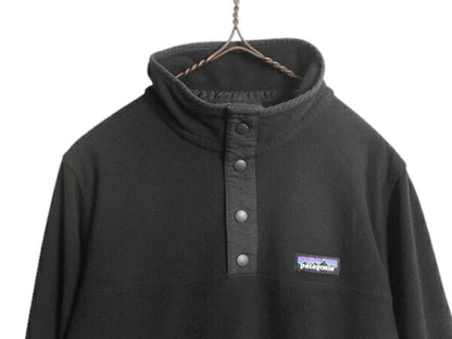 US企画 パタゴニア マイクロD スナップT レディース M 黒 古着 PATAGONIA アウトドア プルオーバー フリース ジャケット ブルゾン ブラック