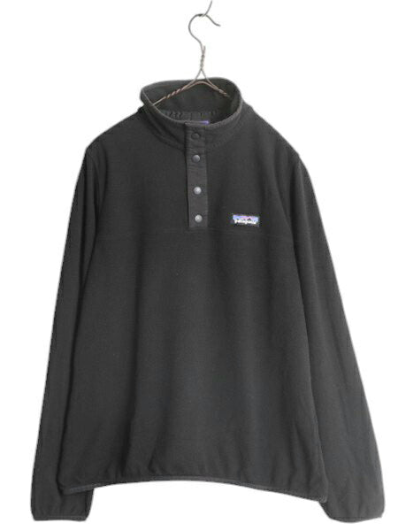 US企画 パタゴニア マイクロD スナップT レディース M 黒 古着 PATAGONIA アウトドア プルオーバー フリース ジャケット ブルゾン ブラック
