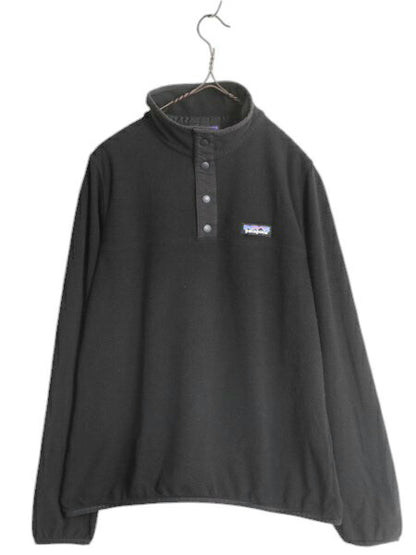US企画 パタゴニア マイクロD スナップT レディース M 黒 古着 PATAGONIA アウトドア プルオーバー フリース ジャケット ブルゾン ブラック