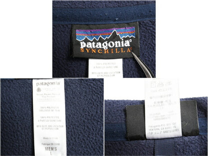 パタゴニア マイクロ シンチラ フリース ジャケット メンズ L 古着 11年製 Patagonia アウトドア フルジップ ジャンパー ブルゾン 紺 企業