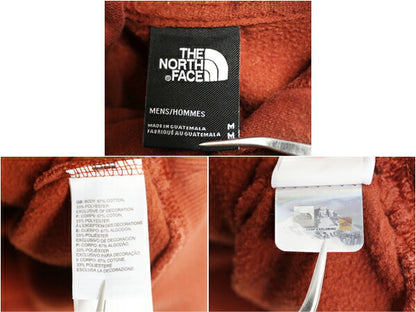 ノースフェイス プリント スウェット フード パーカー メンズ M 古着 The North Face プルオーバー 裏起毛 トレーナー アウトドア レンガ色