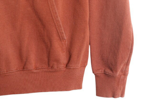 ノースフェイス プリント スウェット フード パーカー メンズ M 古着 The North Face プルオーバー 裏起毛 トレーナー アウトドア レンガ色