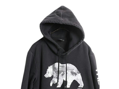ノースフェイス ベア イラスト プリント スウェット フード パーカー メンズ M / 古着 The North Face プルオーバー 裏起毛 アウトドア 黒