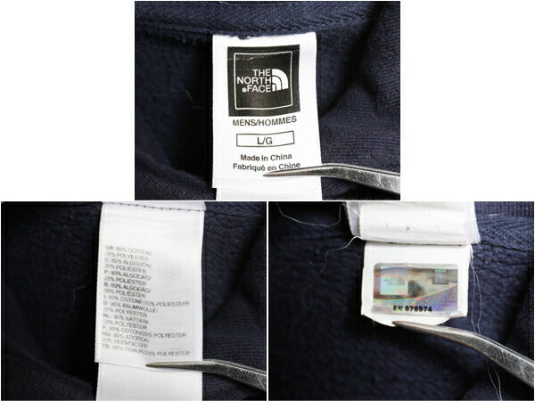 ノースフェイス ロゴ 刺繍 スウェット フード パーカー メンズ L The North Face アウトドア プルオーバー 裏起毛 トレーナー フェルト 紺