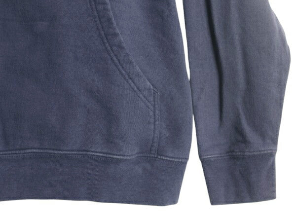 US企画 ノースフェイス プリント スウェット フード パーカー メンズ L 古着 The North Face プルオーバー トレーナー アウトドア ネイビー