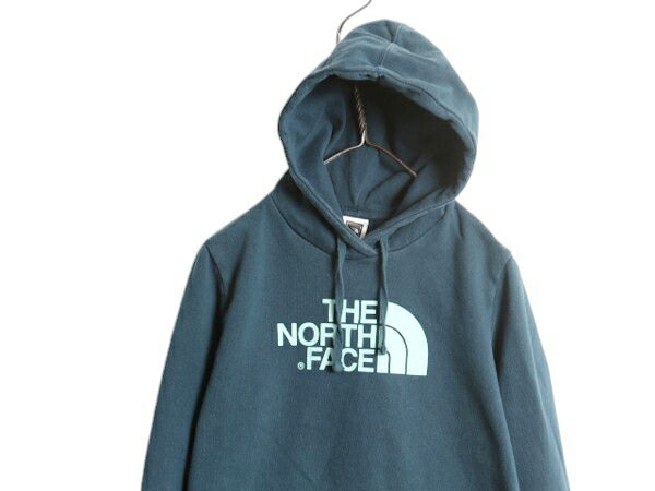 US企画 ノースフェイス ロゴ プリント スウェット フード パーカー レディース М / 古着 The North Face プルオーバー 裏起毛 トレーナー