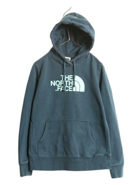 US企画 ノースフェイス ロゴ プリント スウェット フード パーカー レディース М / 古着 The North Face プルオーバー 裏起毛 トレーナー