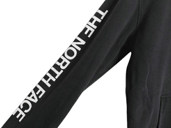 ノースフェイス プリント スウェット フード パーカー ボーイズ XL メンズ S レディース M 程/ The North Face トレーナー 袖プリント 黒