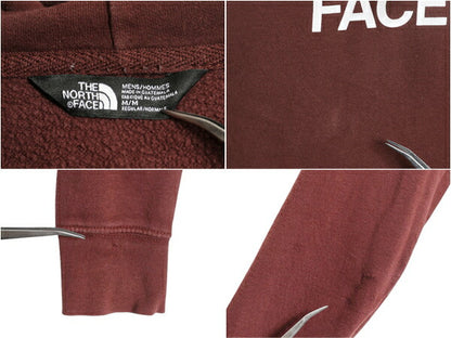 ノースフェイス プリント スウェット フード パーカー メンズ M 古着 The North Face アウトドア プルオーバー 裏起毛 トレーナー エンジ