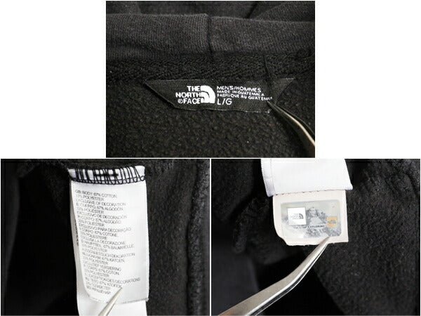 ノースフェイス プリント スウェット フード パーカー メンズ L 古着 The North Face プルオーバー 裏起毛 トレーナー アウトドア 薄手 黒