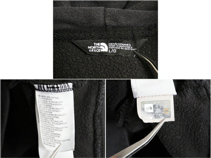 ノースフェイス プリント スウェット フード パーカー メンズ L 古着 The North Face プルオーバー 裏起毛 トレーナー アウトドア 薄手 黒