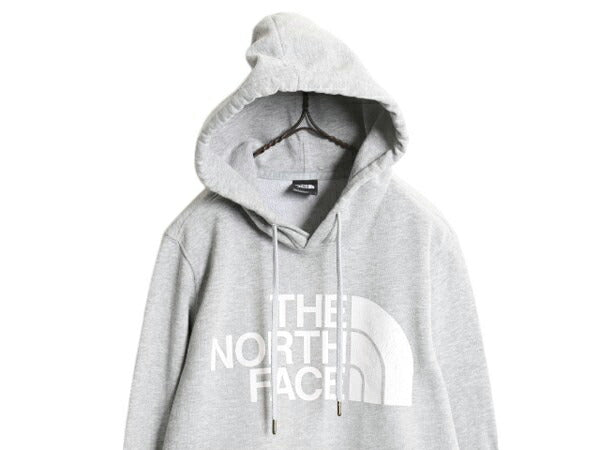 ノースフェイス プリント スウェット フード パーカー メンズ S / 古着 The North Face 裏起毛 プルオーバー トレーナー アウトドア グレー