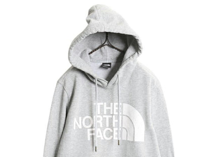 ノースフェイス プリント スウェット フード パーカー メンズ S / 古着 The North Face 裏起毛 プルオーバー トレーナー アウトドア グレー