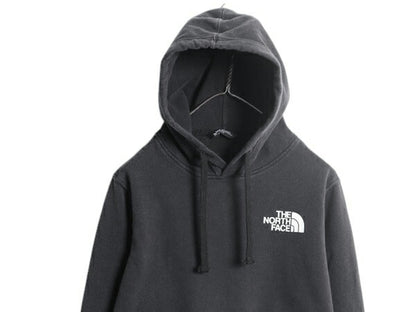 ノースフェイス 両面 プリント スウェット フード パーカー メンズ S 古着 The North Face プルオーバー 裏起毛 トレーナー アウトドア 黒