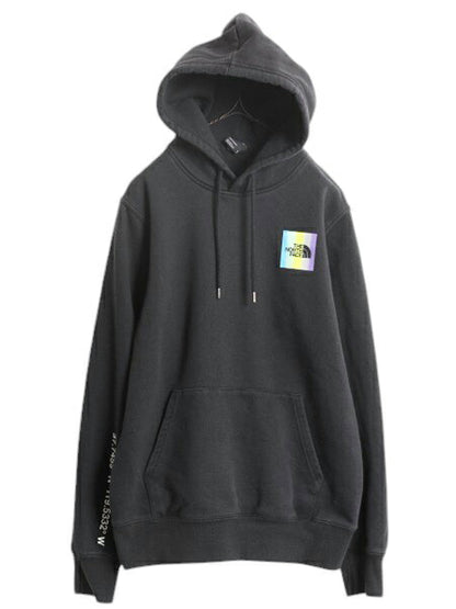 ノースフェイス 両面 プリント スウェット フード パーカー メンズ M 古着 The North Face プルオーバー 裏起毛 トレーナー アウトドア 黒