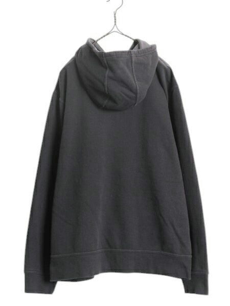 ノースフェイス 迷彩 ロゴ プリント スウェット フード パーカー メンズ L 古着 The North Face プルオーバー 裏起毛 トレーナー 黒 迷彩柄