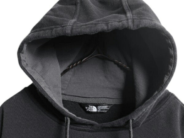 ノースフェイス 迷彩 ロゴ プリント スウェット フード パーカー メンズ L 古着 The North Face プルオーバー 裏起毛 トレーナー 黒 迷彩柄