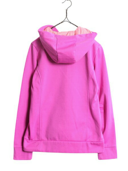 ノースフェイス プリント スウェット フード パーカー レディース M 古着 The North Face ジャージ 素材 ストレッチ プルオーバー ツートン