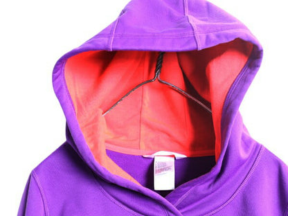 ノースフェイス プリント スウェット フード パーカー レディース L 古着 The North Face ジャージ 素材 ストレッチ プルオーバー ツートン