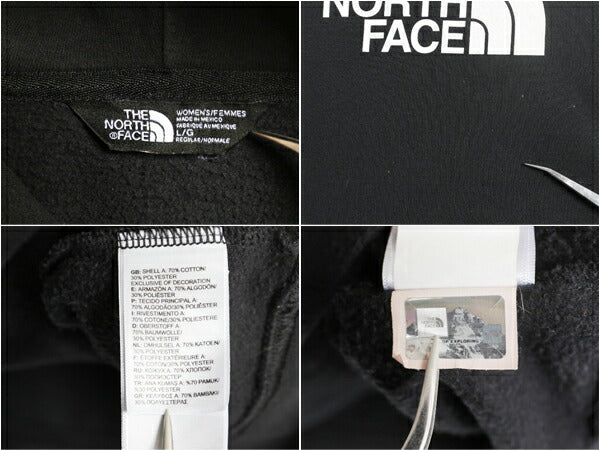 ノースフェイス プリント スウェット フード パーカー レディース L 黒 / The North Face プルオーバー トレーナー 裏起毛 薄手 ブラック