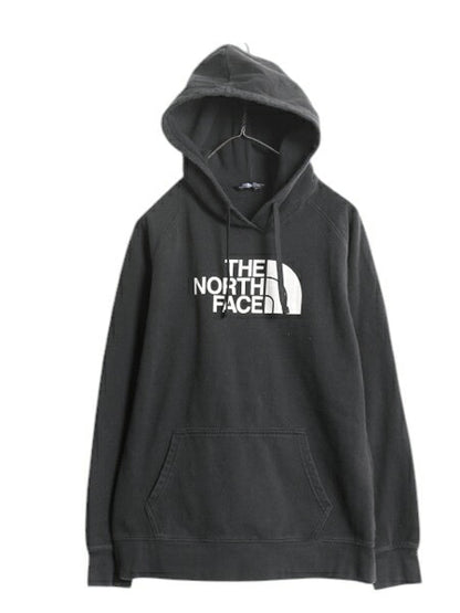 ノースフェイス プリント スウェット フード パーカー レディース L 黒 / The North Face プルオーバー トレーナー 裏起毛 薄手 ブラック