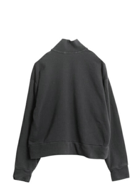 ノースフェイス ハーフジップ スウェット レディース M / The North Face ショート丈 トレーナー ハイネック 裏起毛 ワンポイント 黒 短丈
