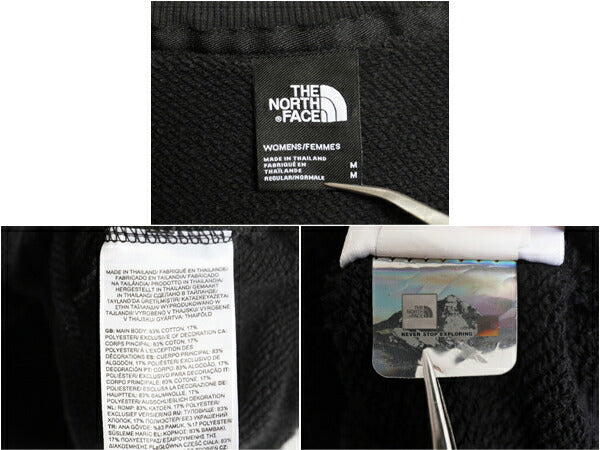 ノースフェイス ハーフジップ スウェット レディース M / The North Face ショート丈 トレーナー ハイネック 裏起毛 ワンポイント 黒 短丈