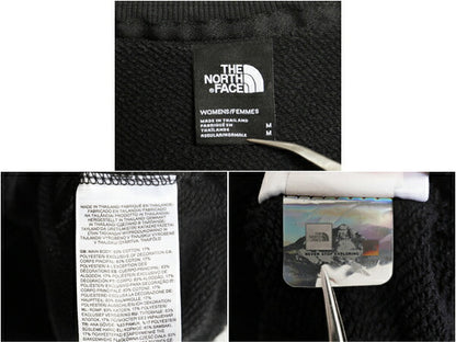 ノースフェイス ハーフジップ スウェット レディース M / The North Face ショート丈 トレーナー ハイネック 裏起毛 ワンポイント 黒 短丈
