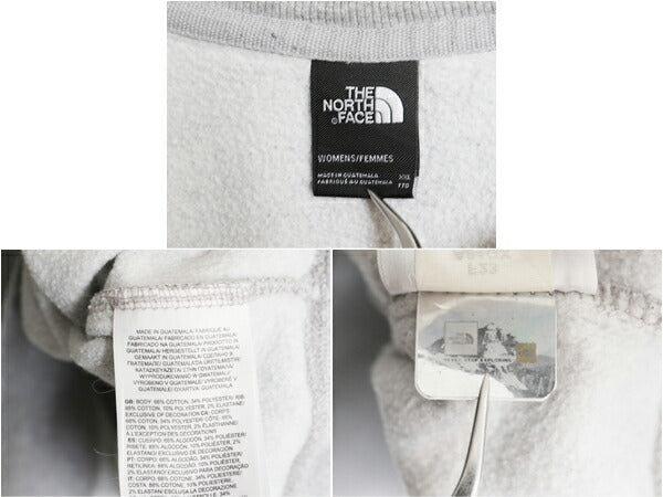 ノースフェイス クルーネック スウェット レディース XXL / The North Face 裏起毛 アウトドア ワンポイント トレーナー 大きいサイズ 灰