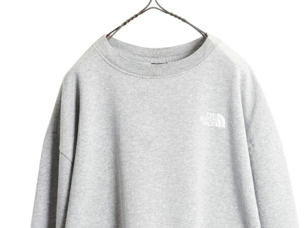 ノースフェイス クルーネック スウェット レディース XXL / The North Face 裏起毛 アウトドア ワンポイント トレーナー 大きいサイズ 灰
