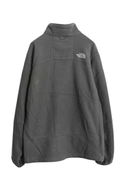 ノースフェイス ワッフル フリース ジャケット メンズ L 古着 The North Face アウトドア ブルゾン フルジップ ハイネック ワンポイント 灰
