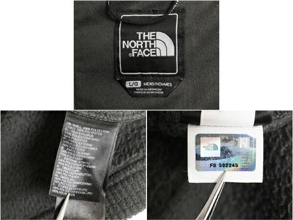 ノースフェイス ワッフル フリース ジャケット メンズ L 古着 The North Face アウトドア ブルゾン フルジップ ハイネック ワンポイント 灰