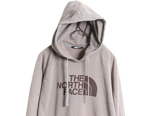 ノースフェイス プリント スウェット フード パーカー レディース M 古着 The North Face プルオーバー 裏起毛 トレーナー アウトドア 薄手