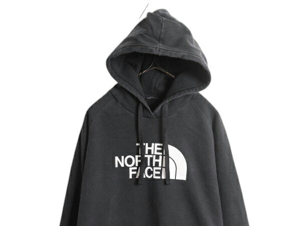 ノースフェイス プリント スウェット フード パーカー レディース L / 古着 The North Face トレーナー 裏起毛 プルオーバー アウトドア 黒