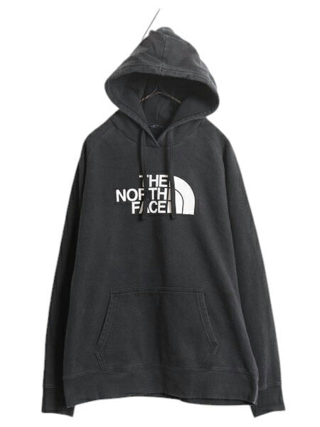 ノースフェイス プリント スウェット フード パーカー レディース L / 古着 The North Face トレーナー 裏起毛 プルオーバー アウトドア 黒