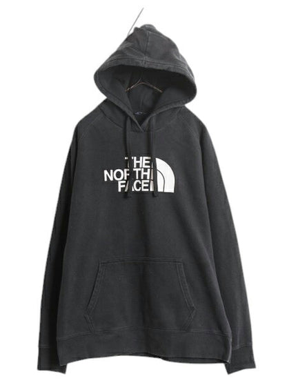 ノースフェイス プリント スウェット フード パーカー レディース L / 古着 The North Face トレーナー 裏起毛 プルオーバー アウトドア 黒