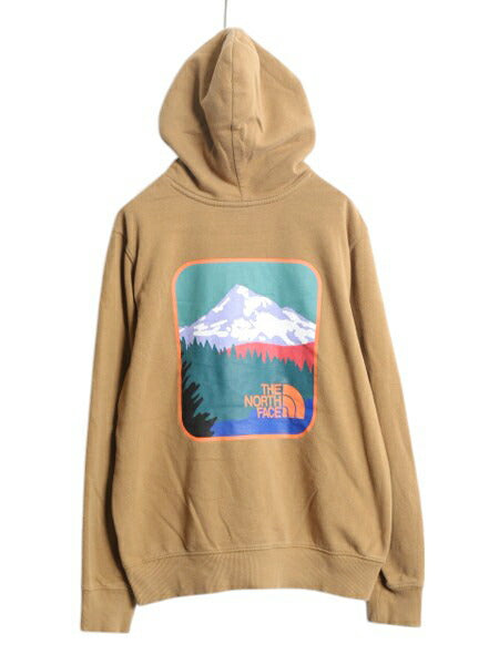 ノースフェイス 両面 プリント スウェット フード パーカー メンズ М / 古着 The North Face プルオーバー 裏起毛 トレーナー アウトドア