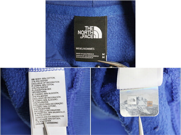 ノースフェイス プリント スウェット フード パーカー メンズ M 古着 The North Face アウトドア プルオーバー 裏起毛 トレーナー ブルー