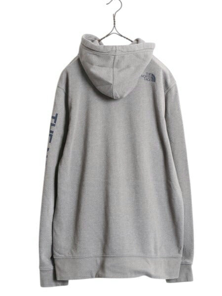 ノースフェイス ベア イラスト プリント スウェット フード パーカー メンズ L / 古着 The North Face プルオーバー 裏起毛 アウトドア 灰
