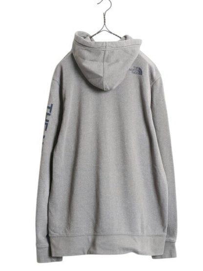 ノースフェイス ベア イラスト プリント スウェット フード パーカー メンズ L / 古着 The North Face プルオーバー 裏起毛 アウトドア 灰
