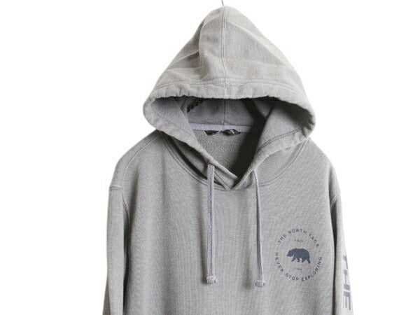 ノースフェイス ベア イラスト プリント スウェット フード パーカー メンズ L / 古着 The North Face プルオーバー 裏起毛 アウトドア 灰