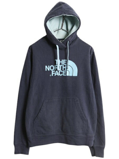 US企画 ノースフェイス プリント スウェット フード パーカー メンズ S 古着 The North Face プルオーバー トレーナー アウトドア ツートン