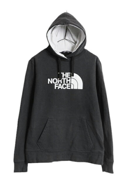 US企画 ノースフェイス プリント スウェット フード パーカー メンズ S / The North Face プルオーバー トレーナー アウトドア 裏起毛 黒