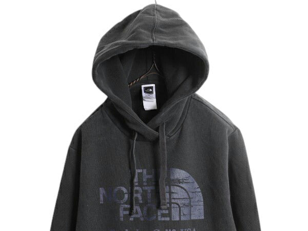US企画 ノースフェイス プリント スウェット フード パーカー メンズ S / The North Face プルオーバー トレーナー アウトドア 裏起毛 黒