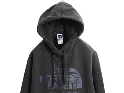 US企画 ノースフェイス プリント スウェット フード パーカー メンズ S / The North Face プルオーバー トレーナー アウトドア 裏起毛 黒