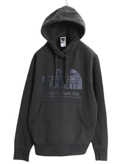 US企画 ノースフェイス プリント スウェット フード パーカー メンズ S / The North Face プルオーバー トレーナー アウトドア 裏起毛 黒
