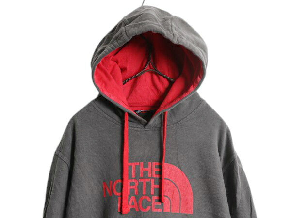 US企画 ノースフェイス プリント スウェット フード パーカー メンズ L 古着 The North Face トレーナー アウトドア プルオーバー ツートン