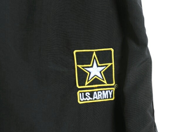 米軍実物 US ARMY ナイロン トレーニング パンツ メンズ M 程 古着 ミリタリー アーミー APFU ワンポイント ポケット付き ブラック 薄手 黒