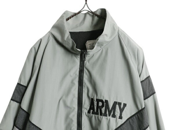 00s 米軍実物 US ARMY ナイロン トレーニング ジャケット LARGE REGULAR / 04年製 オールド 軍物 IPFU ミリタリー ブルゾン ジャンパー 灰
