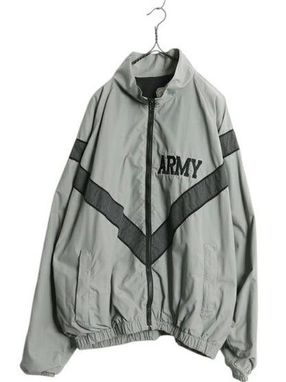 00s 米軍実物 US ARMY ナイロン トレーニング ジャケット LARGE REGULAR / 04年製 オールド 軍物 IPFU ミリタリー ブルゾン ジャンパー 灰